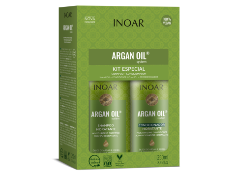 Inoar Argan Oil Duo Kit Sausų-pažeistų plaukų rinkinys 2x250ml